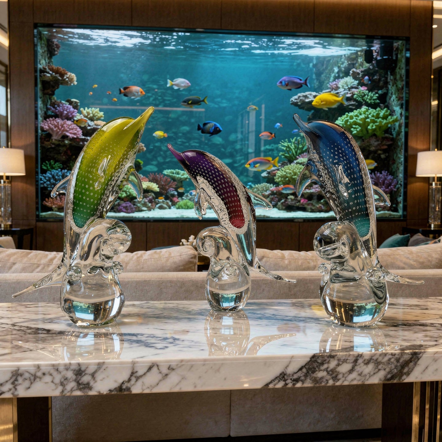 Delfín na vlně s bublinami