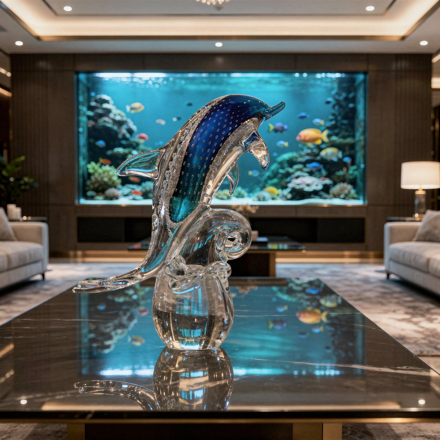 Delfín na vlně s bublinami