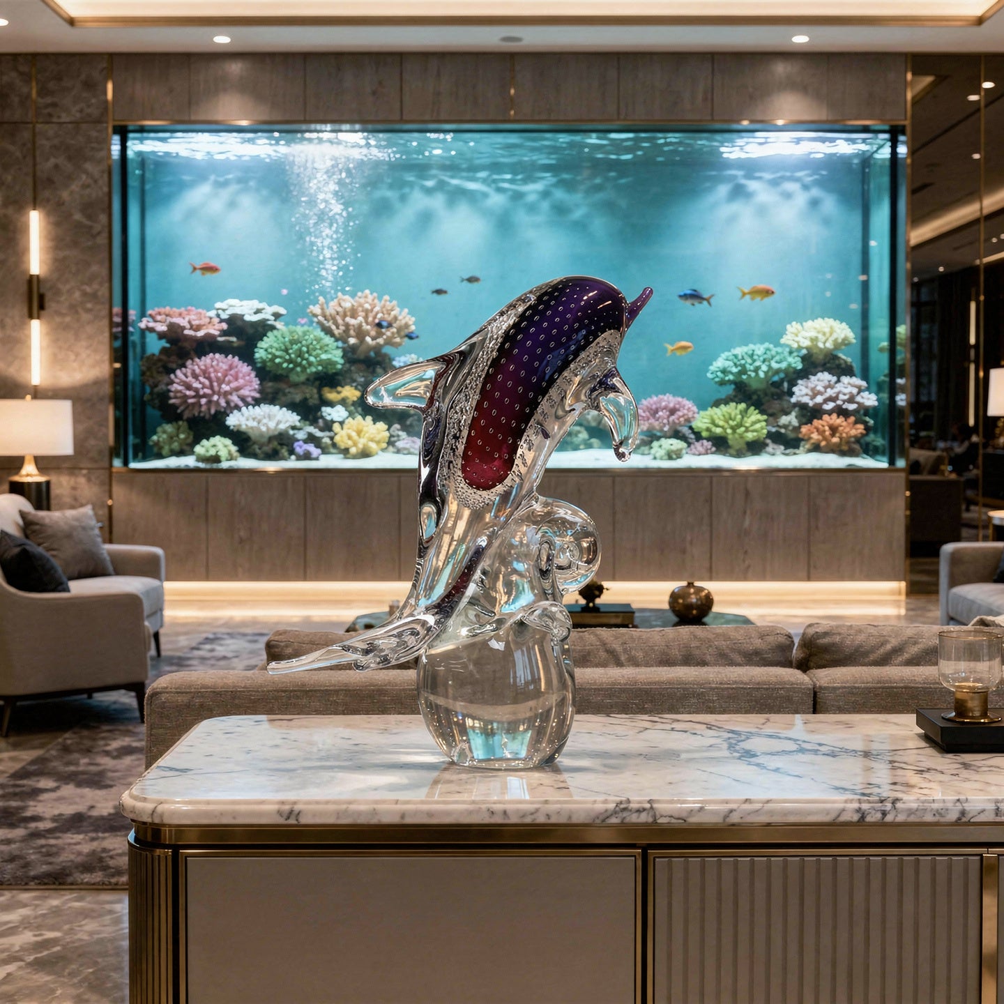 Delfín na vlně s bublinami